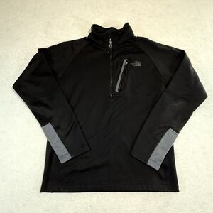 The North Face Mens Fleece Jacket Black‎ Waist Length Half Zip Pullover M
